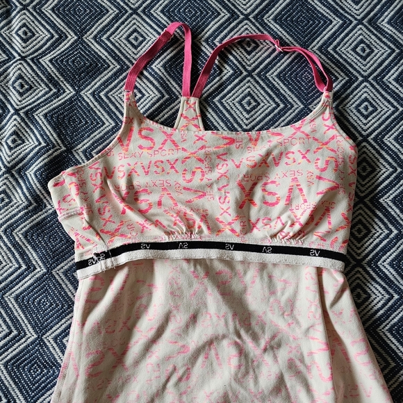 VSX Logo Print White Pink Racerback Tank - Picture 6 of 10